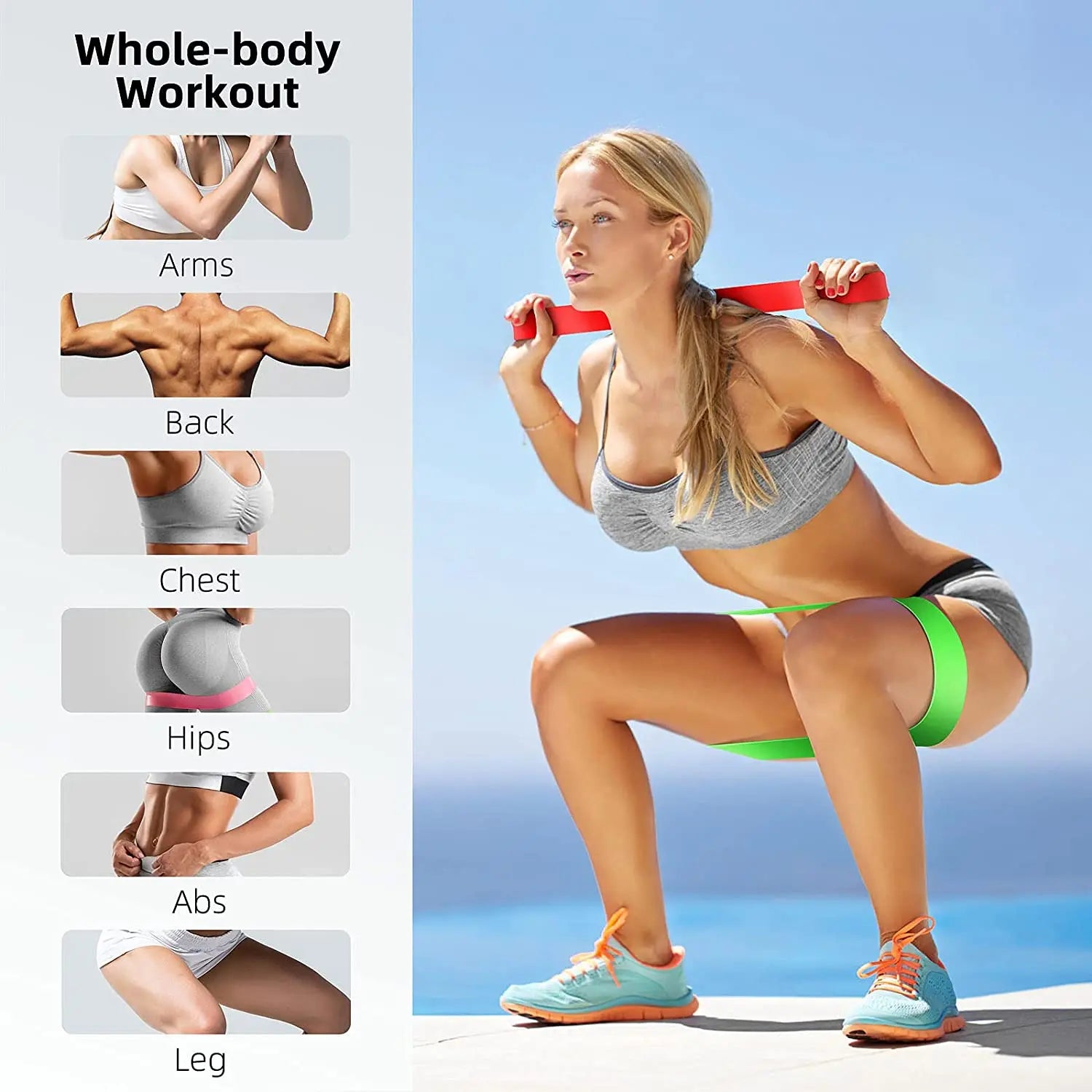Workout Bar & Resistance Bands Set - Home Gym & Pilates
