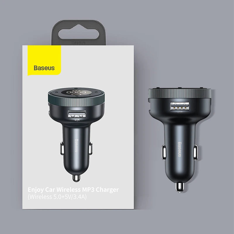 Baseus Bluetooth 5.0 FM Transmitter & Car Charger | Wireless Audio Hands-Free