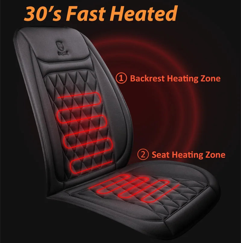 Heated Car Seat Cover | Quick Heat Seat Protector 12-24V