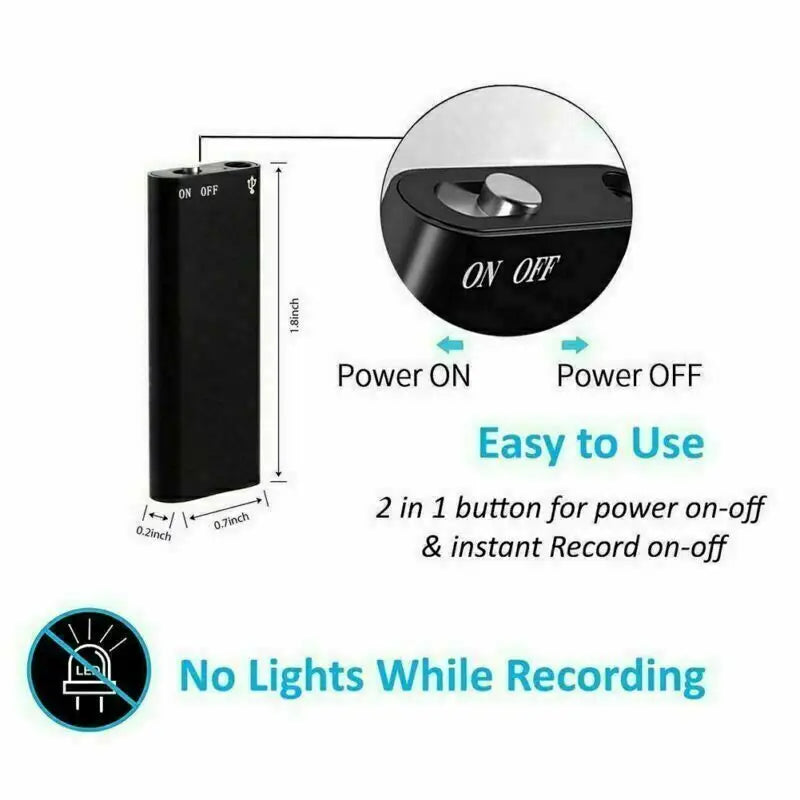 Ultra-Thin Mini Voice Recorder & MP3 Player | Digital Dictaphone 4-32GB