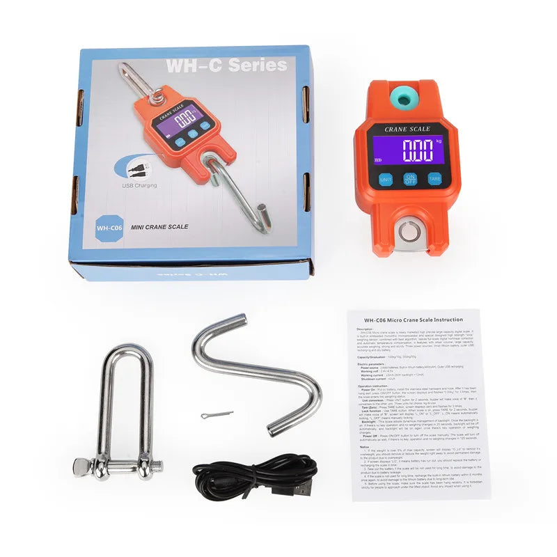 Heavy Duty 300kg Bluetooth Industrial Crane Scale | Digital Hanging Hook Scale