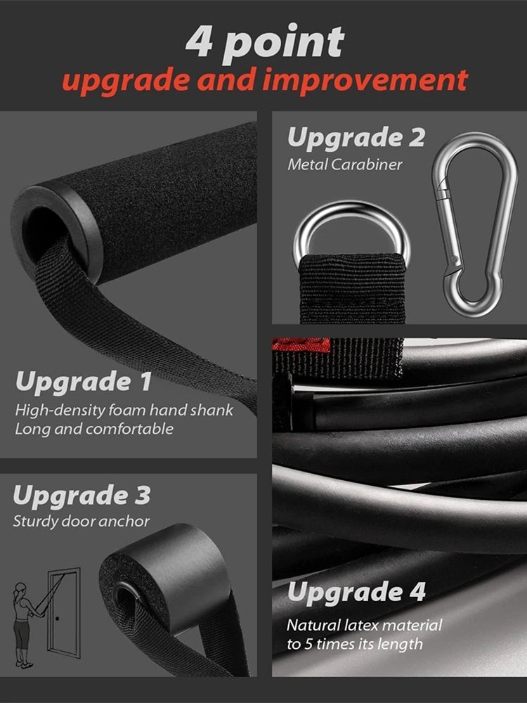 Workout Bar & Resistance Bands Set - Home Gym & Pilates