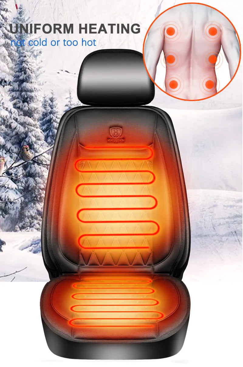 12V Heated Car Seat Cushion | Universal Cloth & Flannel Set