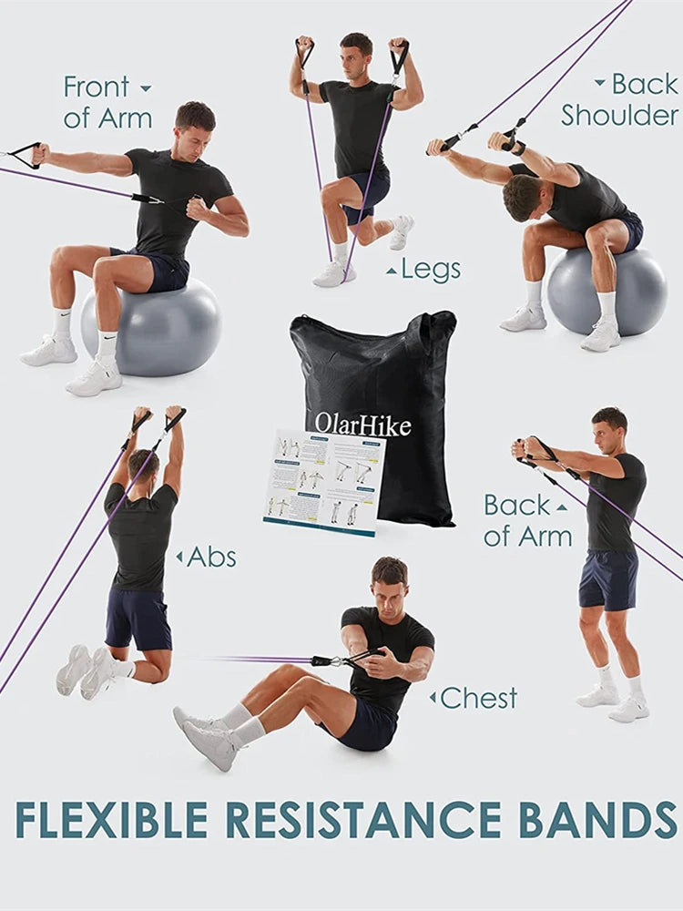 Workout Bar & Resistance Bands Set - Home Gym & Pilates