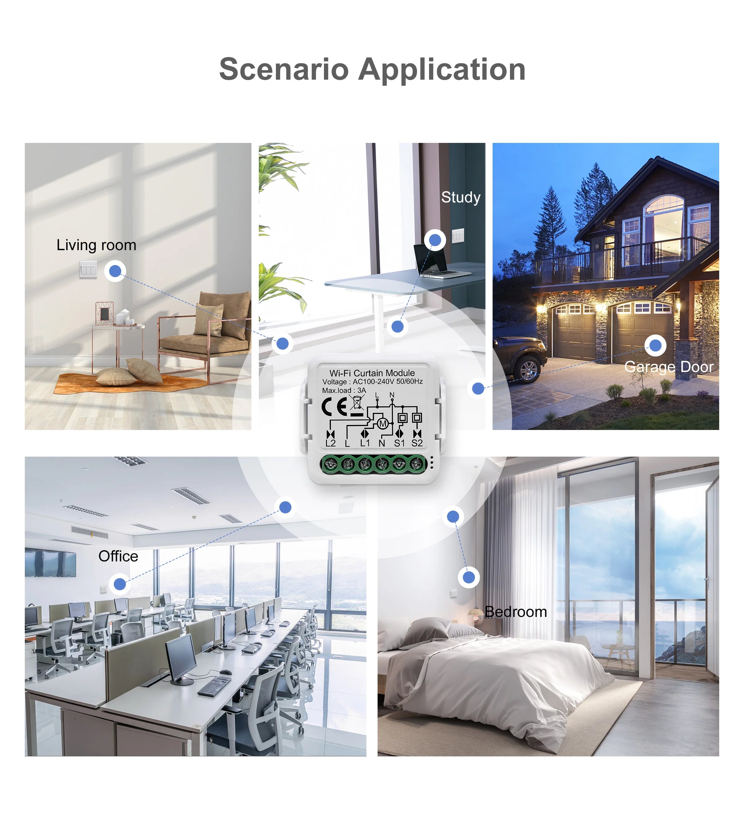 GIRIER Tuya Smart WiFi Curtain Module for Roller Shutters - Alexa & Google Home Compatible