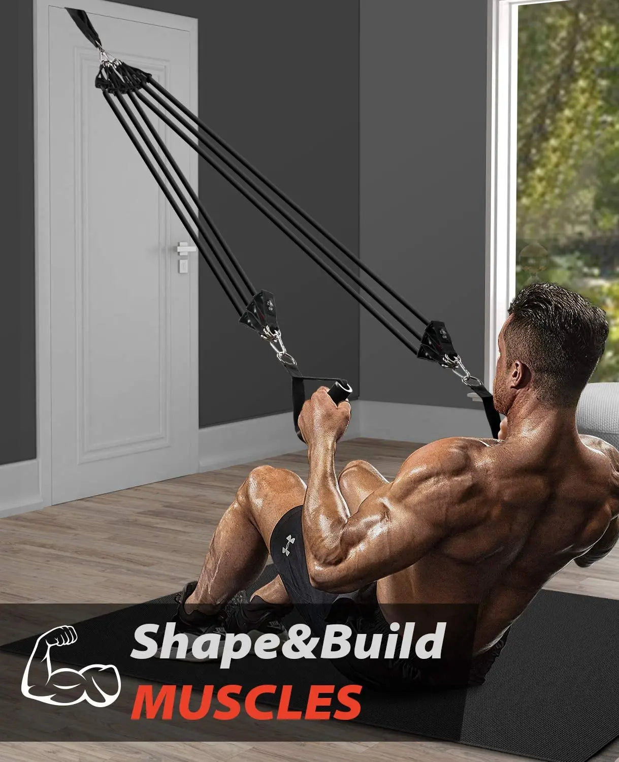 Workout Bar & Resistance Bands Set - Home Gym & Pilates