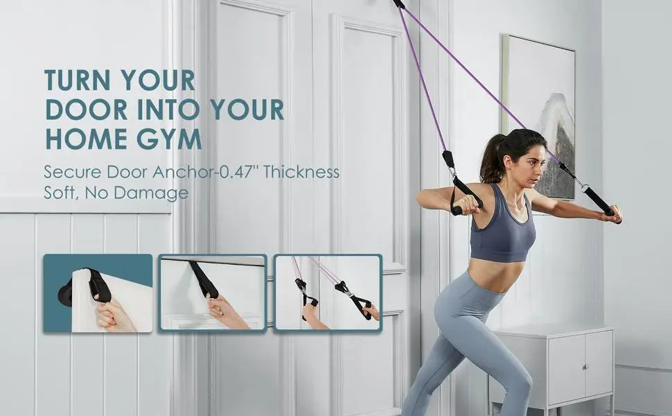 Workout Bar & Resistance Bands Set - Home Gym & Pilates