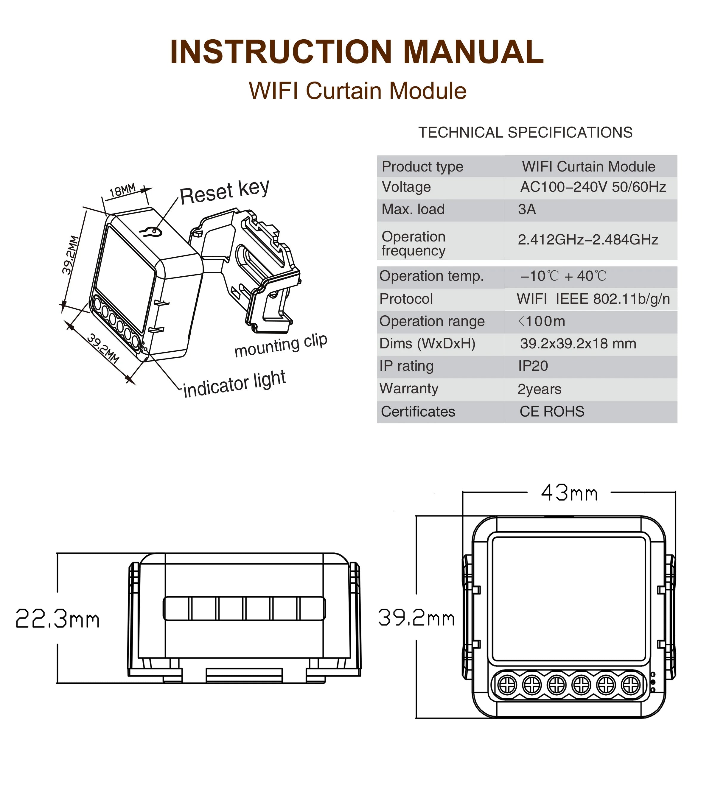 GIRIER Tuya Smart WiFi Curtain Module for Roller Shutters - Alexa & Google Home Compatible