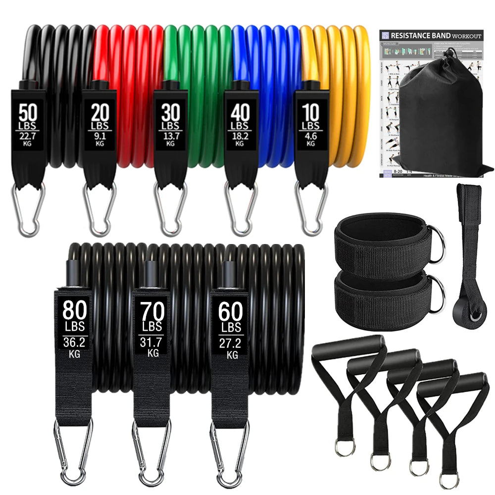 Workout Bar & Resistance Bands Set - Home Gym & Pilates