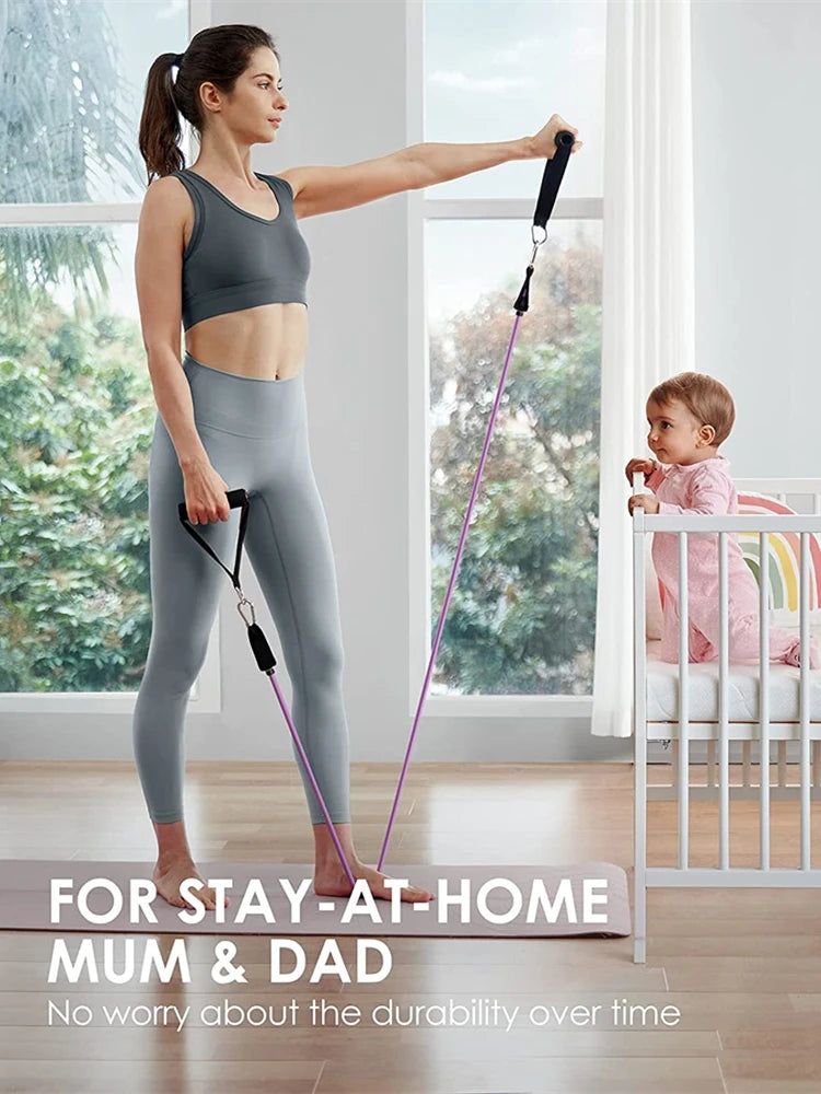 Workout Bar & Resistance Bands Set - Home Gym & Pilates