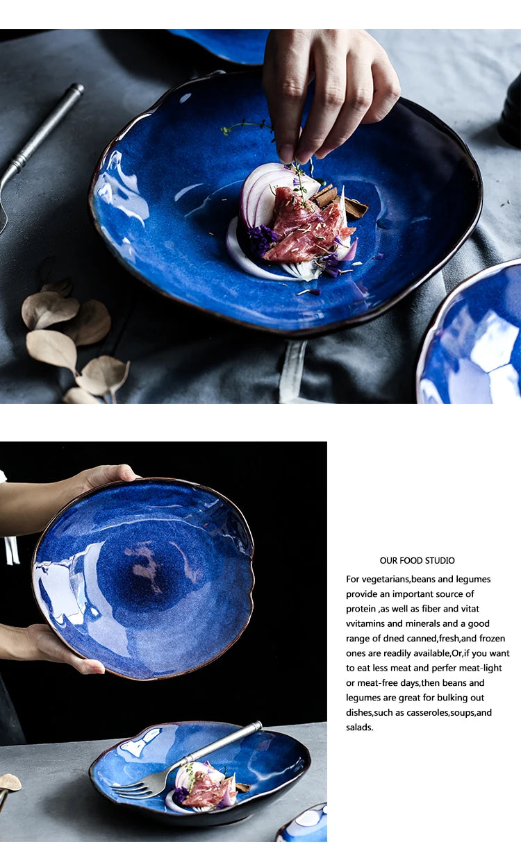 KINGLANG Nordic Irregular Ceramic Plate & Bowl Set - Modern Dining Collection