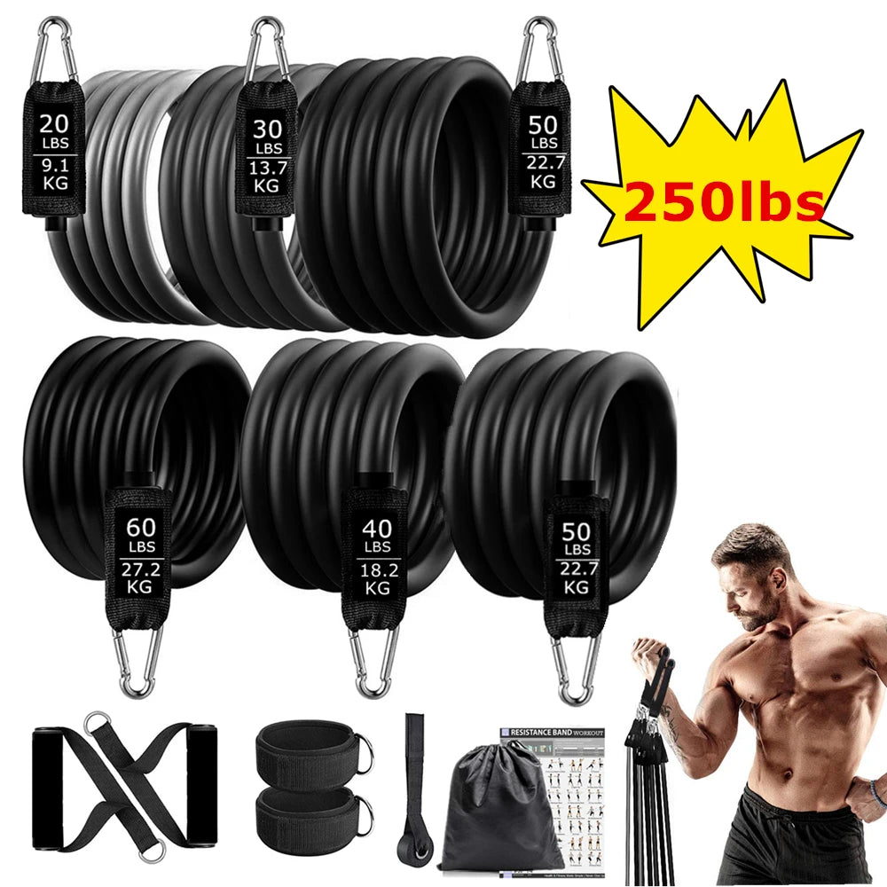 Workout Bar & Resistance Bands Set - Home Gym & Pilates