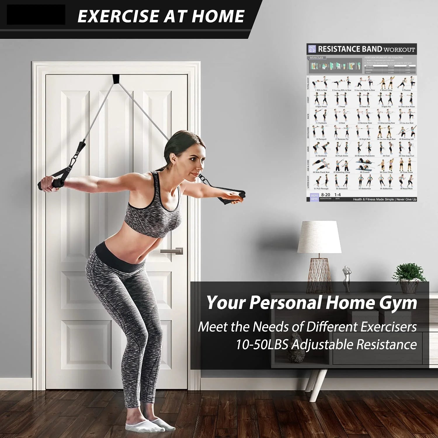 Workout Bar & Resistance Bands Set - Home Gym & Pilates
