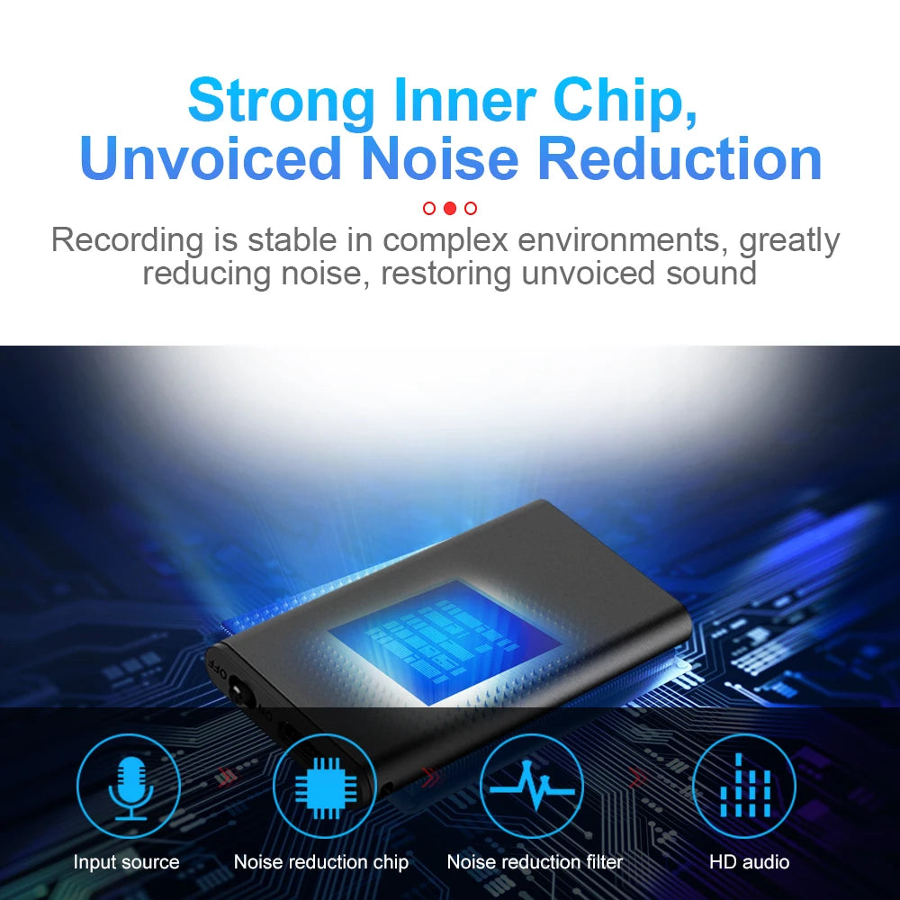 Ultra-Thin Mini Voice Recorder & MP3 Player | Digital Dictaphone 4-32GB