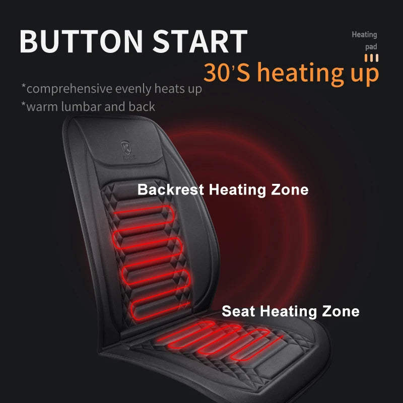 Winter Heated Car Seat Cover - 12V Universal Warmer Cushion Protector