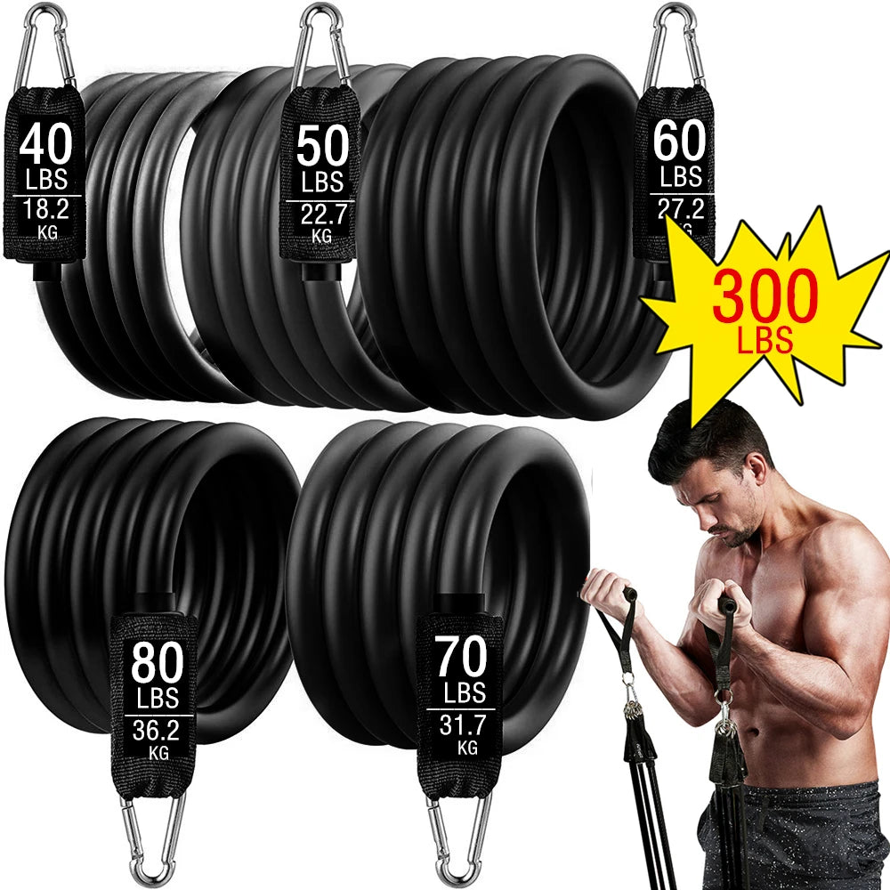 Workout Bar & Resistance Bands Set - Home Gym & Pilates