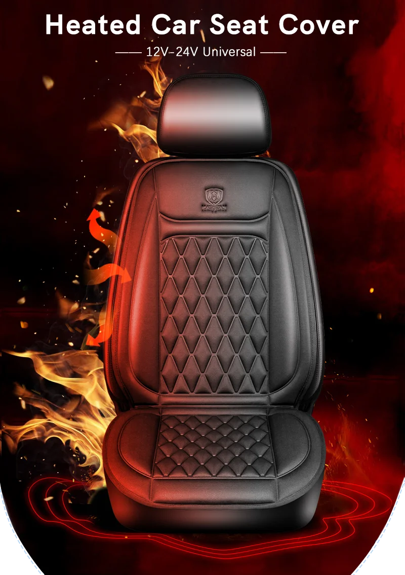 Heated Car Seat Cover | Quick Heat Seat Protector 12-24V
