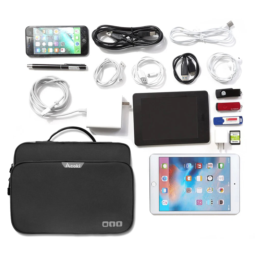 Travel Electronics Organizer Bag | Multi-Layer Cable & Charger Case for iPad