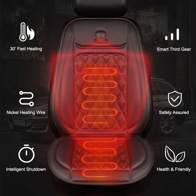 Heated Car Seat Cover | Quick Heat Seat Protector 12-24V