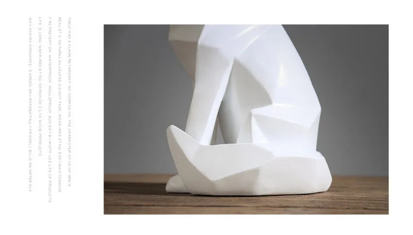 Geometric Fox Sculpture - White Abstract Animal Statue for Modern Home Decor