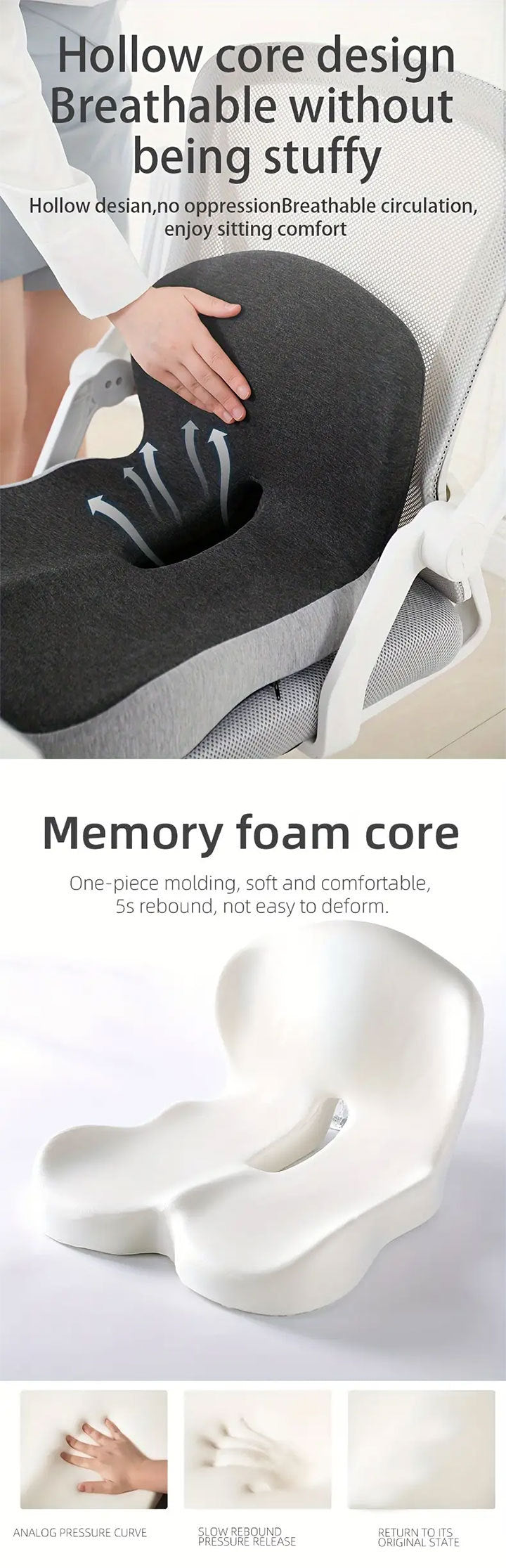 Premium Memory Foam Lumbar & Seat Cushion for Ultimate Comfort