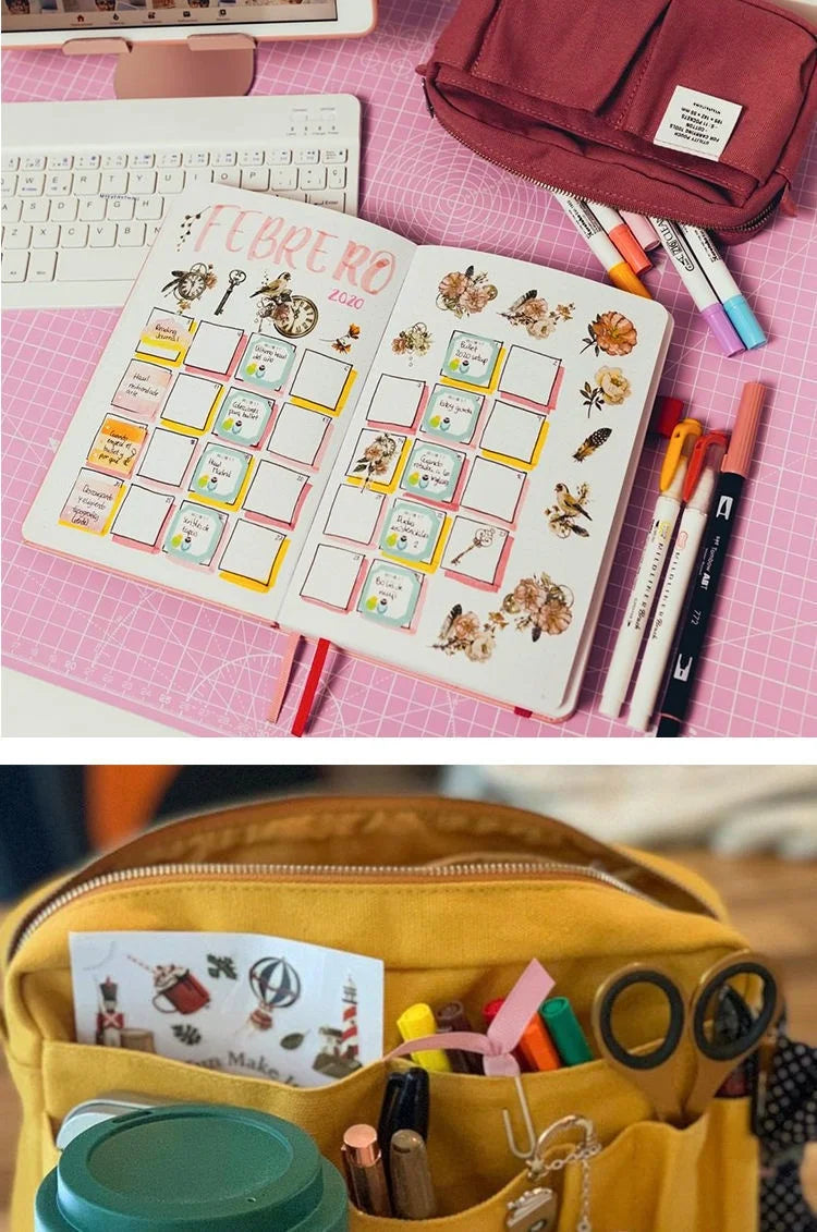Large Capacity Canvas Pencil Case - Multi-Layer Storage for High School Students