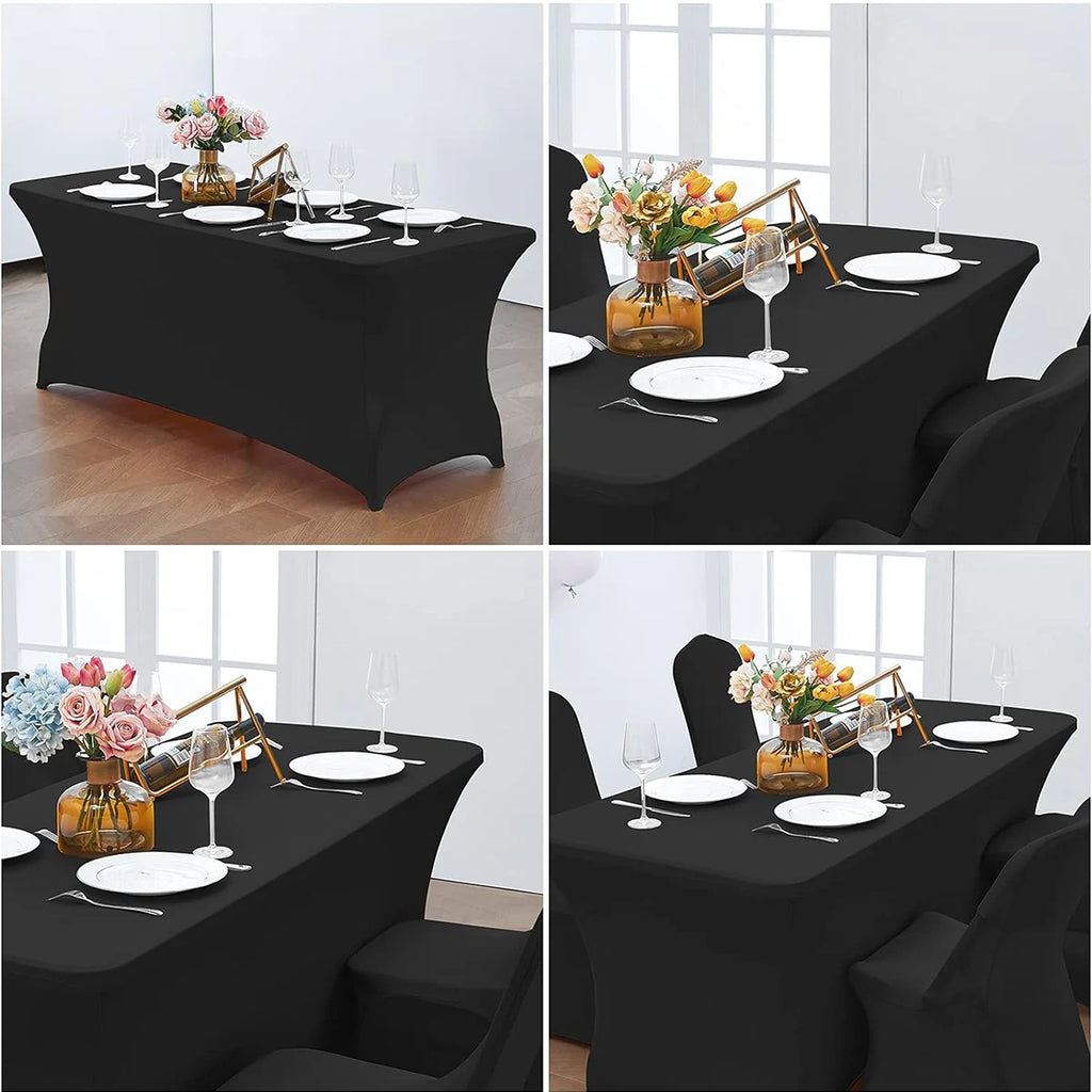 Spandex Tablecloth - Tight Fitted, Washable & Wrinkle Resistant Rectangular Table Cover for Events & Parties