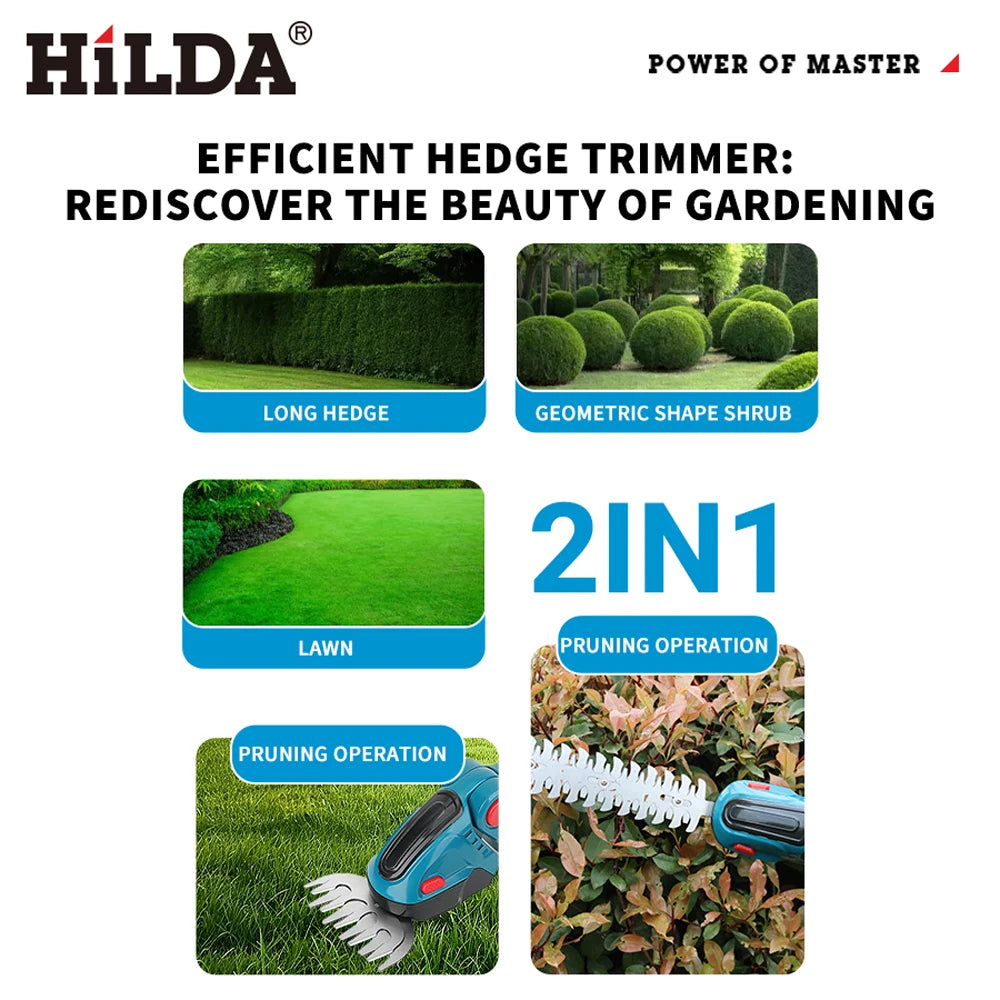 HILDA 2-in-1 Cordless Hedge Trimmer & Shear for Makita 18V