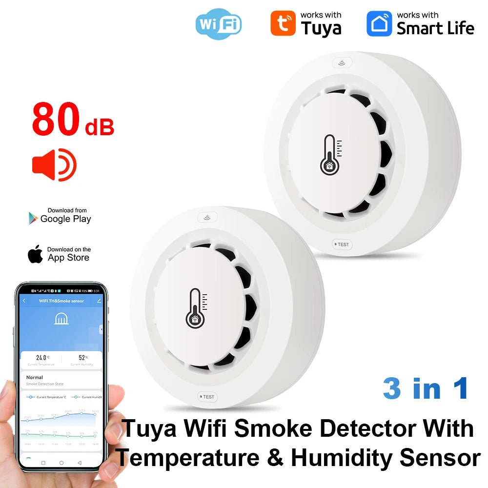 Tuya Smart WiFi & Bluetooth Smoke Detector with Temp & Humidity