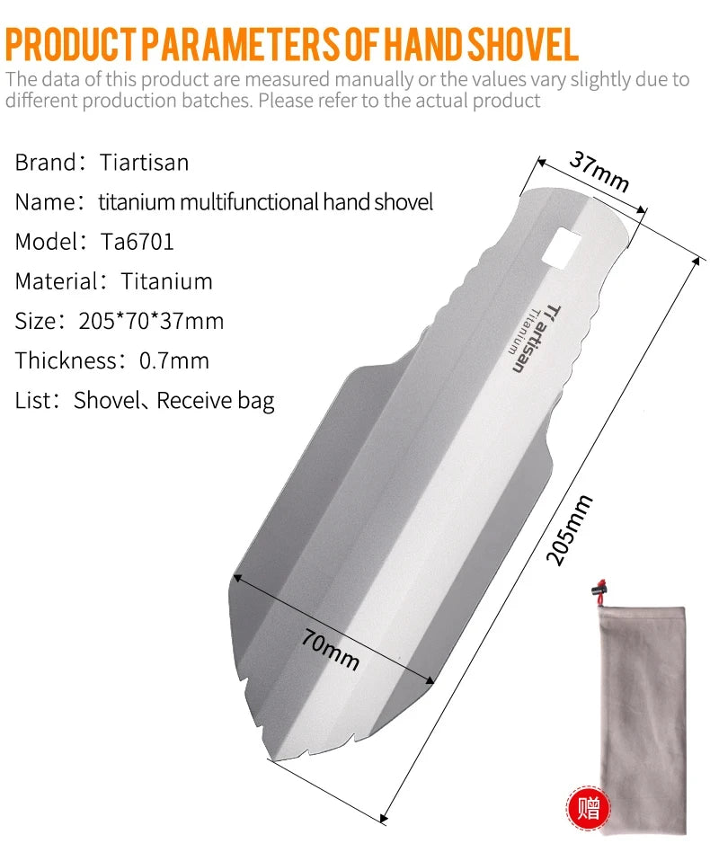 Tiartisan Titanium Mini Trowel - Ultralight Camping Hiking Garden Shovel