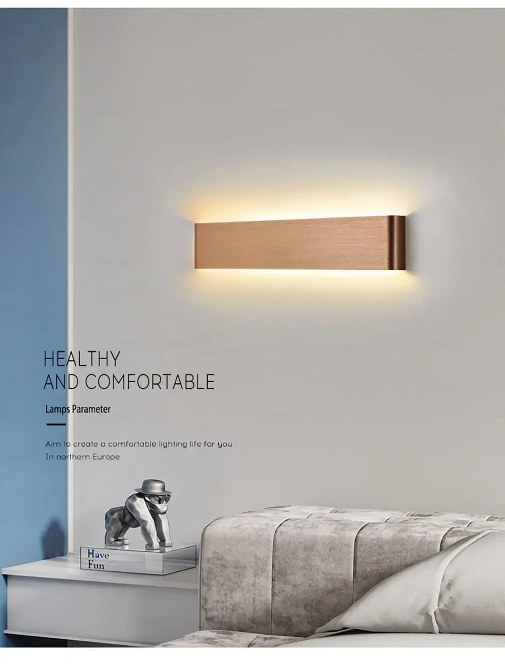 Modern LED Wall Lamp Sconce - Indoor Lighting Fixture for Bedside, Living Room, Stairs, Bathroom & Home Decor