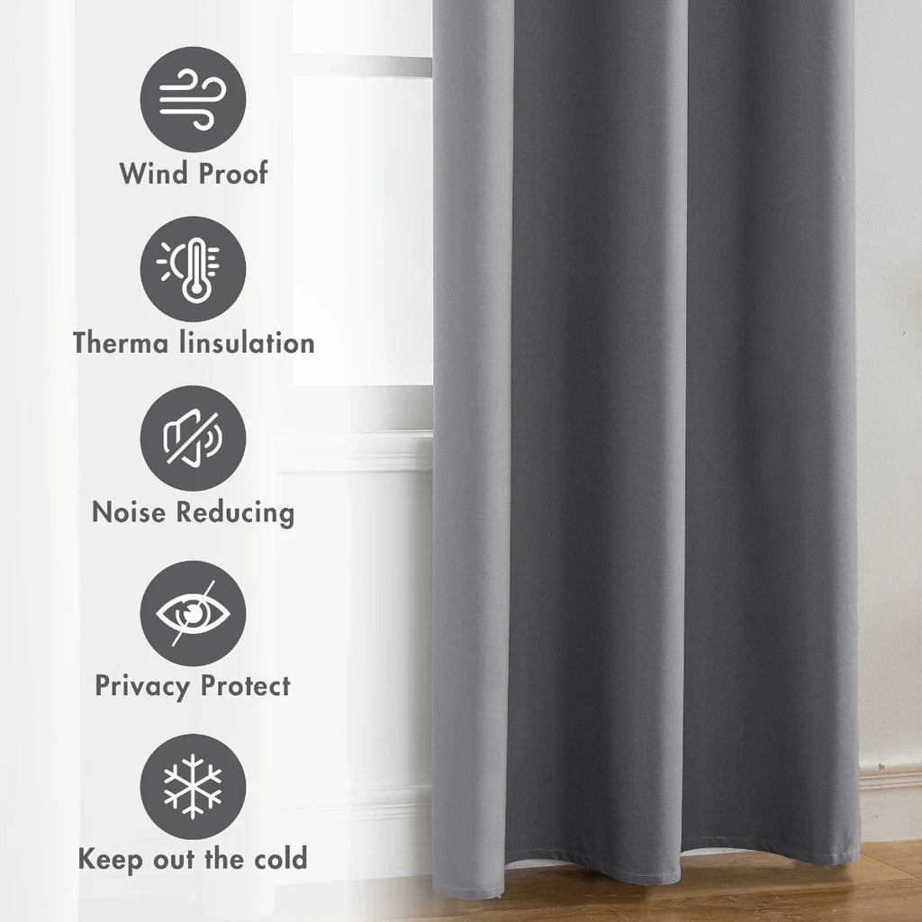 Modern Blackout Curtains - 2 Pcs Set with Coated Lining for Home Decor