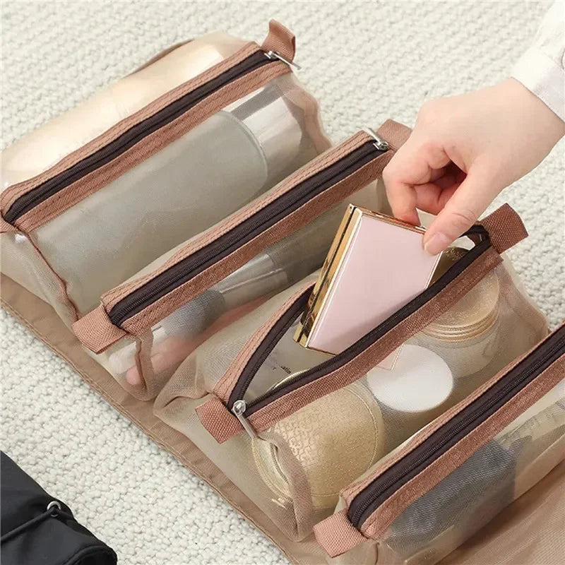 4-in-1 Detachable Travel Cosmetic Bag – Large Capacity Makeup & Toiletry Organizer