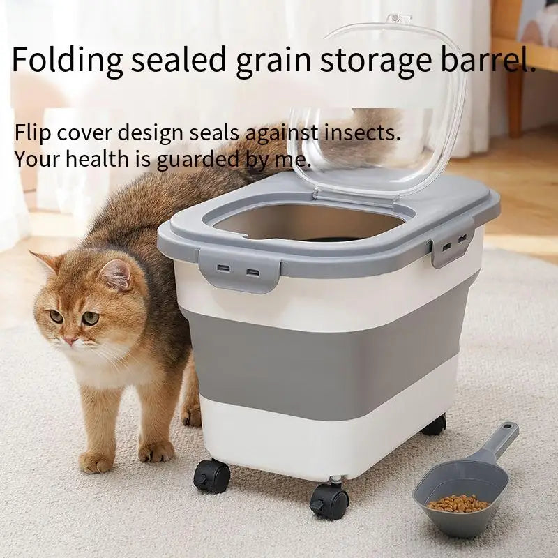 Airtight Collapsible Pet Food Storage Container - 13/33LB Dry Dog Cat Food Box