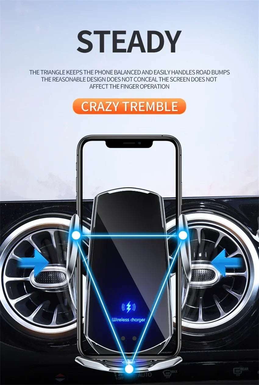 VIKEFON 15W Magnetic Wireless Car Charger & Auto Phone Mount - Fast Charging