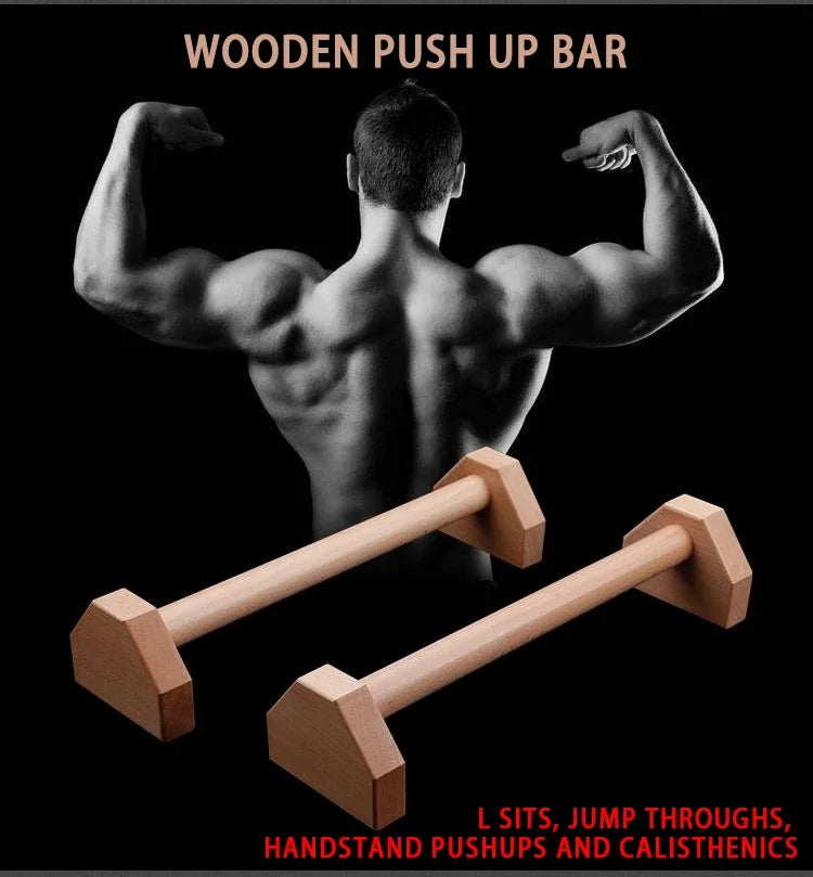 Wooden Push-Up Stands & Parallettes | Non-Slip Home Fitness Equipment