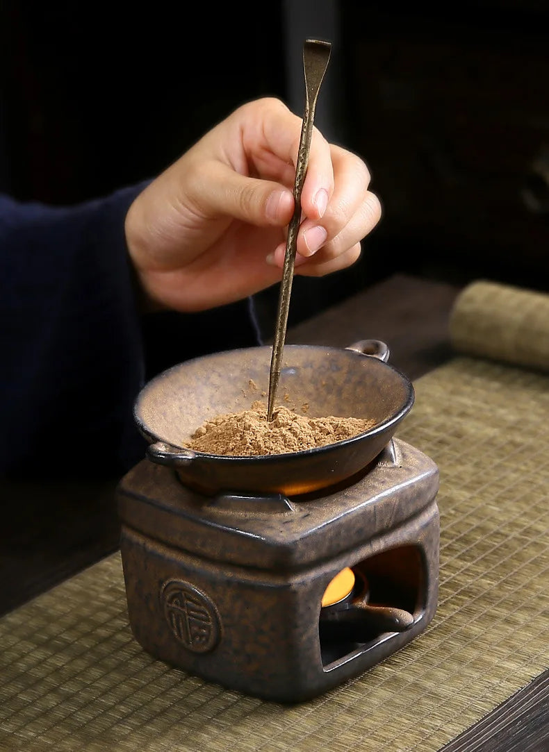 Vintage Hand-Made Tea Warmer Set - Stove & Teapot