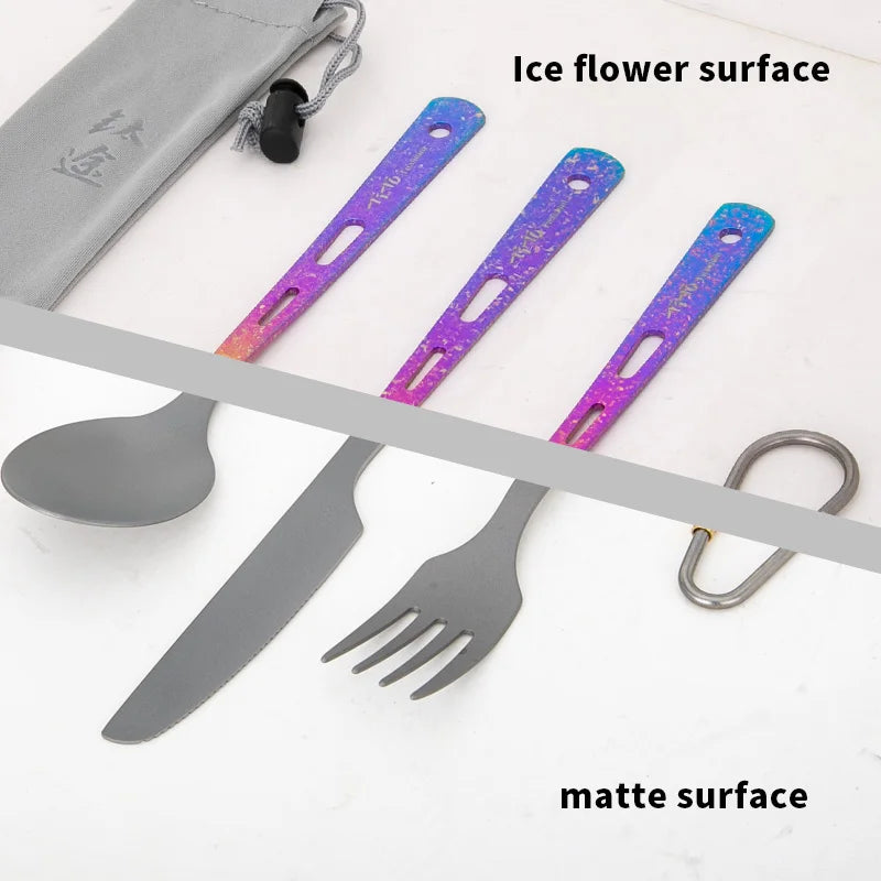 TiTo Titanium Ultralight Cutlery Set - Portable Outdoor Travel Flatware