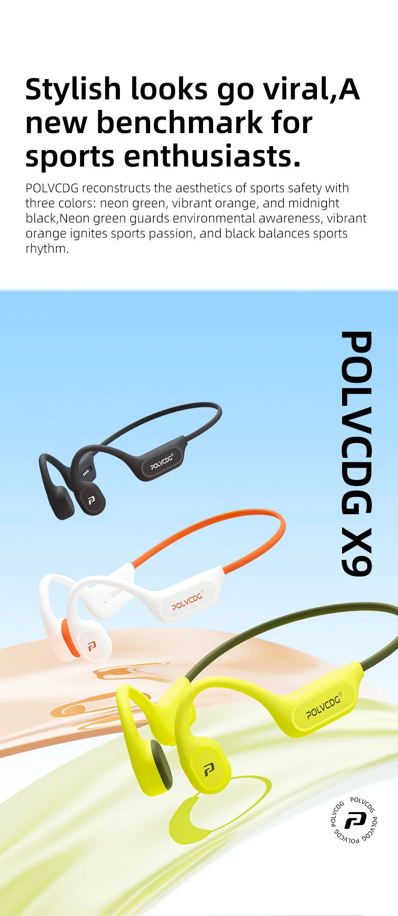 POLVCDG X9 Bone Conduction Headphones - 32GB IPX8 Waterproof