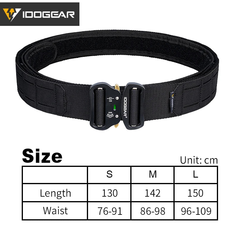 IDOGEAR 2-Inch Tactical Belt with Quick Release Buckle & MOLLE Laser Cut