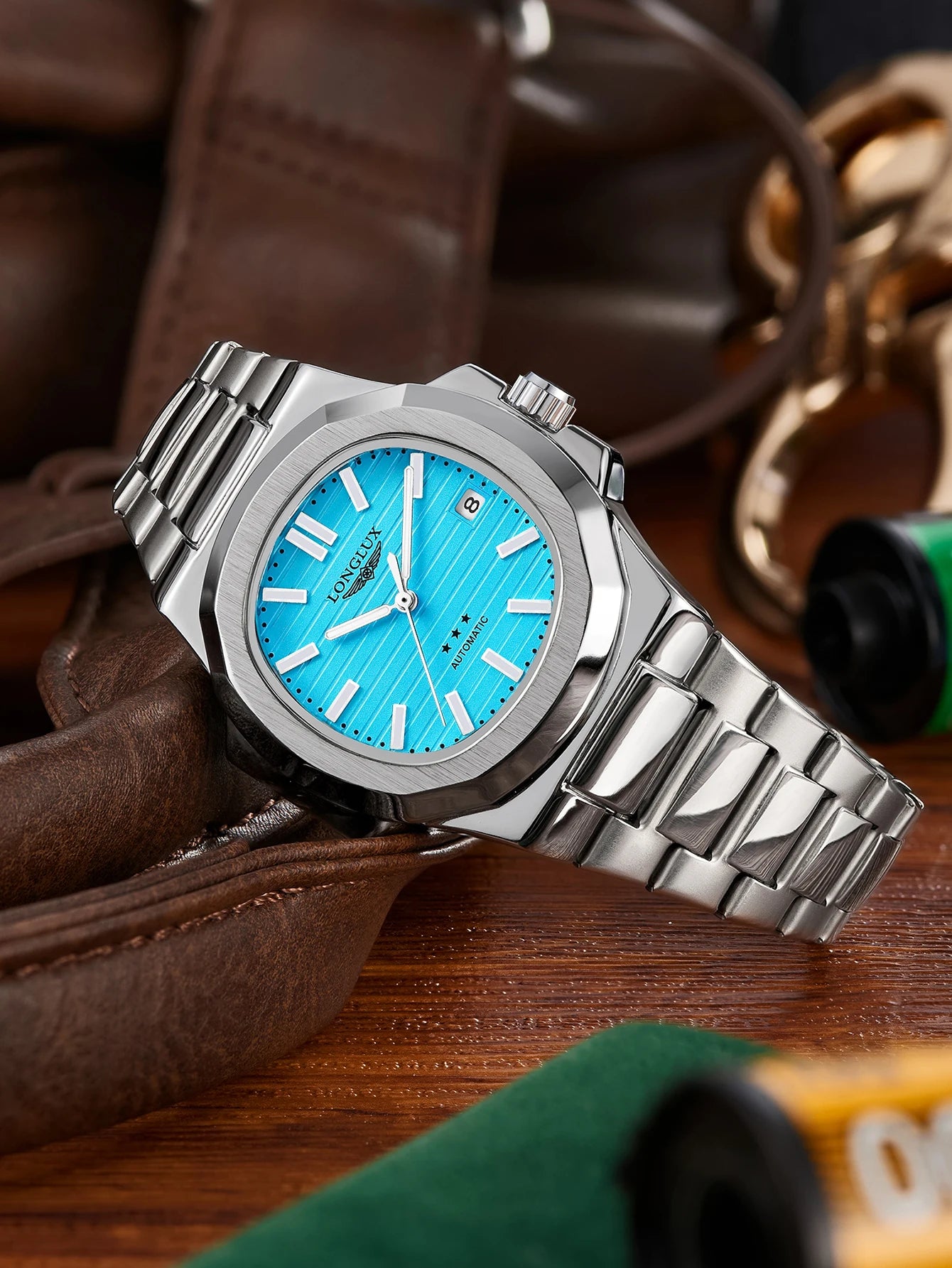 Vabena Men's Automatic Luxury Business Watch - Stainless Steel & Luminous
