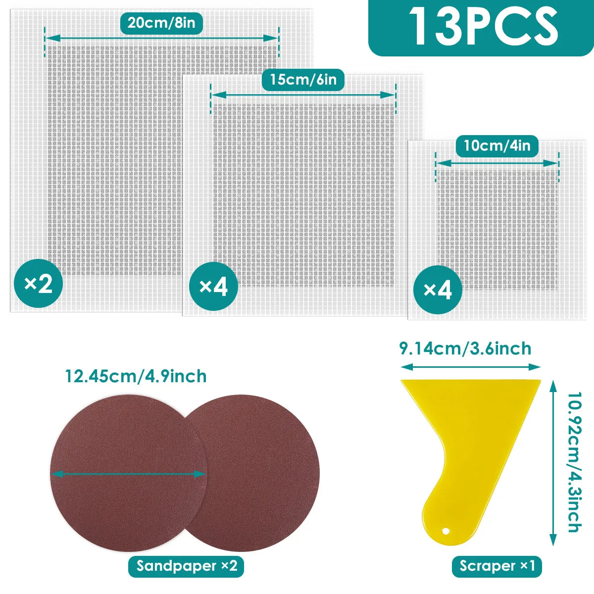 Drywall Repair Patch Kit - 21 Pcs Self-Adhesive Fiberglass Mesh (2/4/6/8 inch)