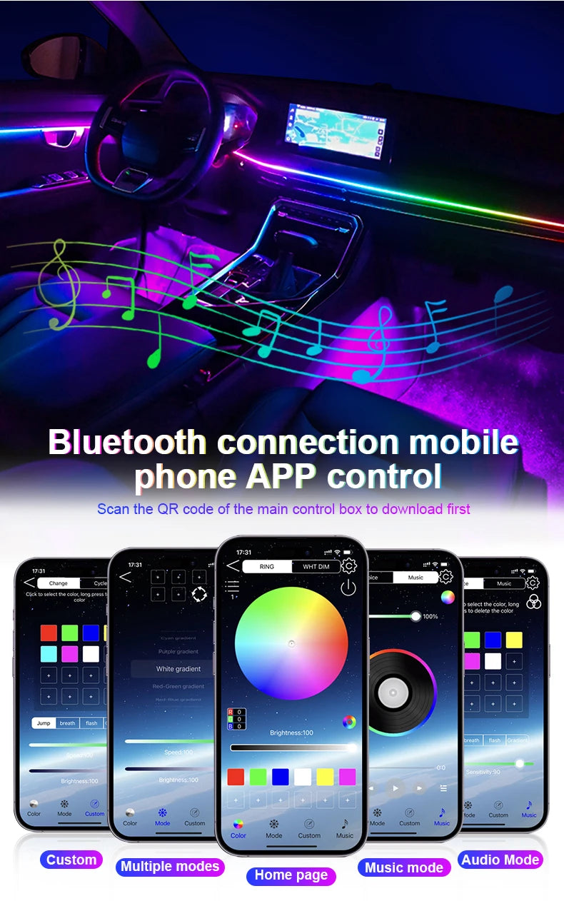 18-in-1 Dual Zone Symphony RGB Car Interior Ambient Light Kit