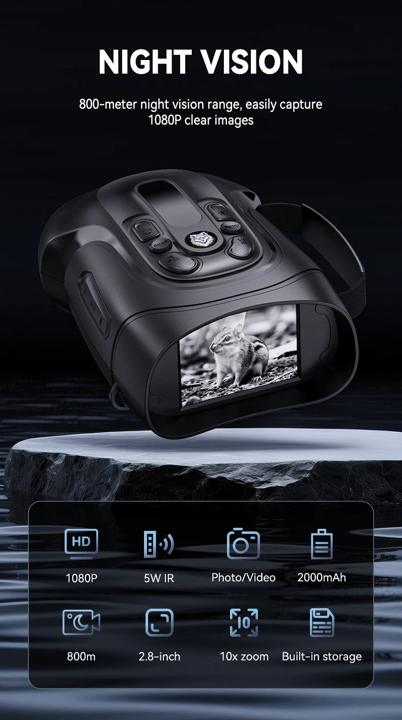 10X Digital Night Vision Binoculars Goggles - 5W IR 800M Full Dark Video