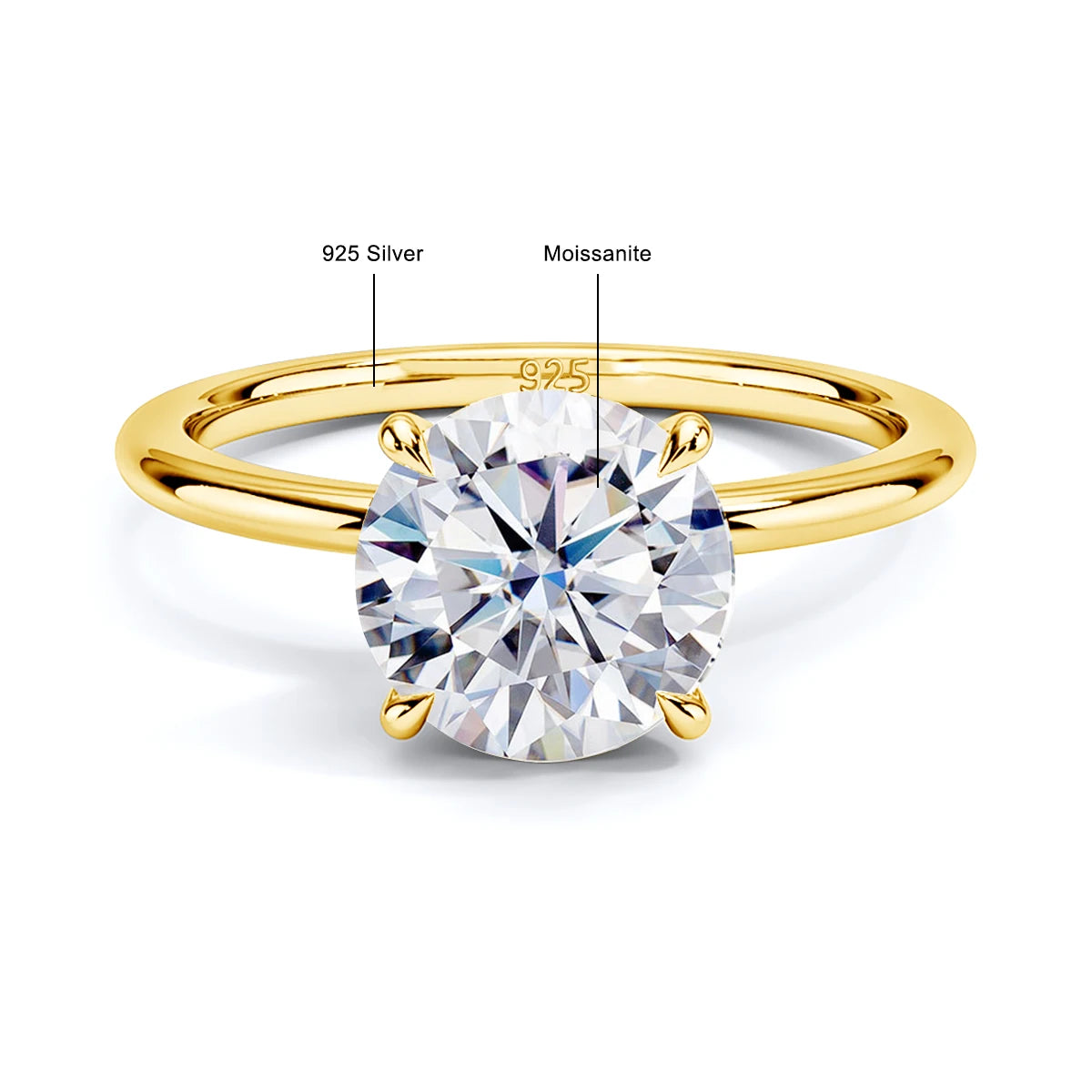 14K Gold Moissanite Engagement Ring for Women | Wedding Band