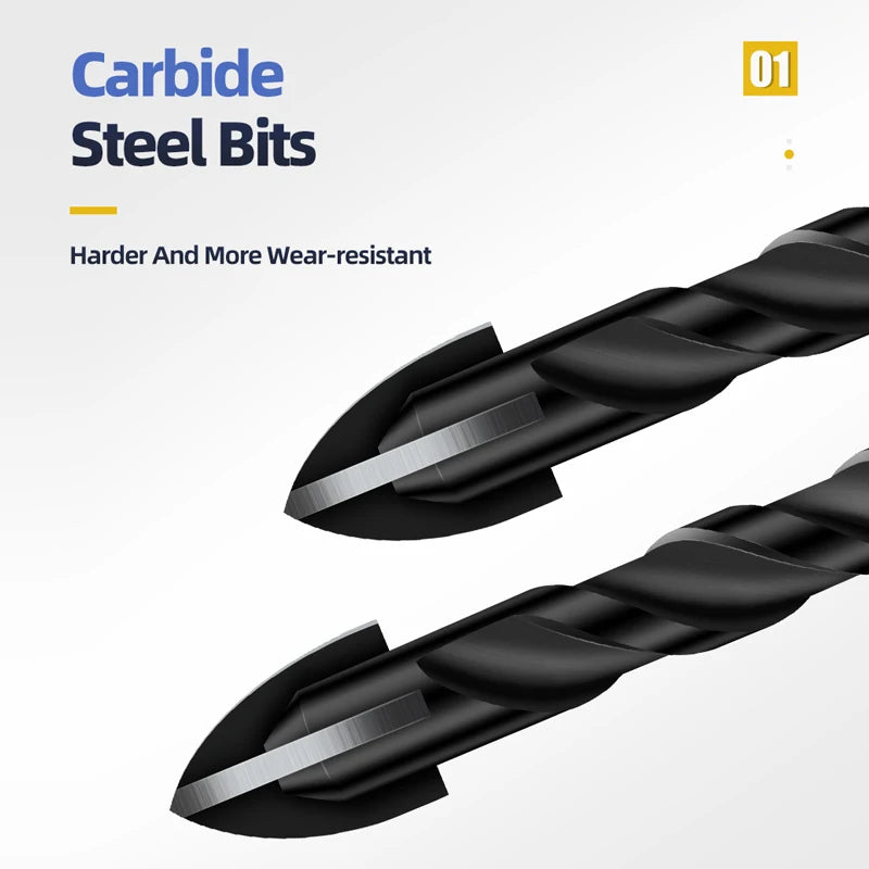 TOOLEYE Multifunction Cross Hex Drill Bit Set - Concrete, Tile, Glass, Metal