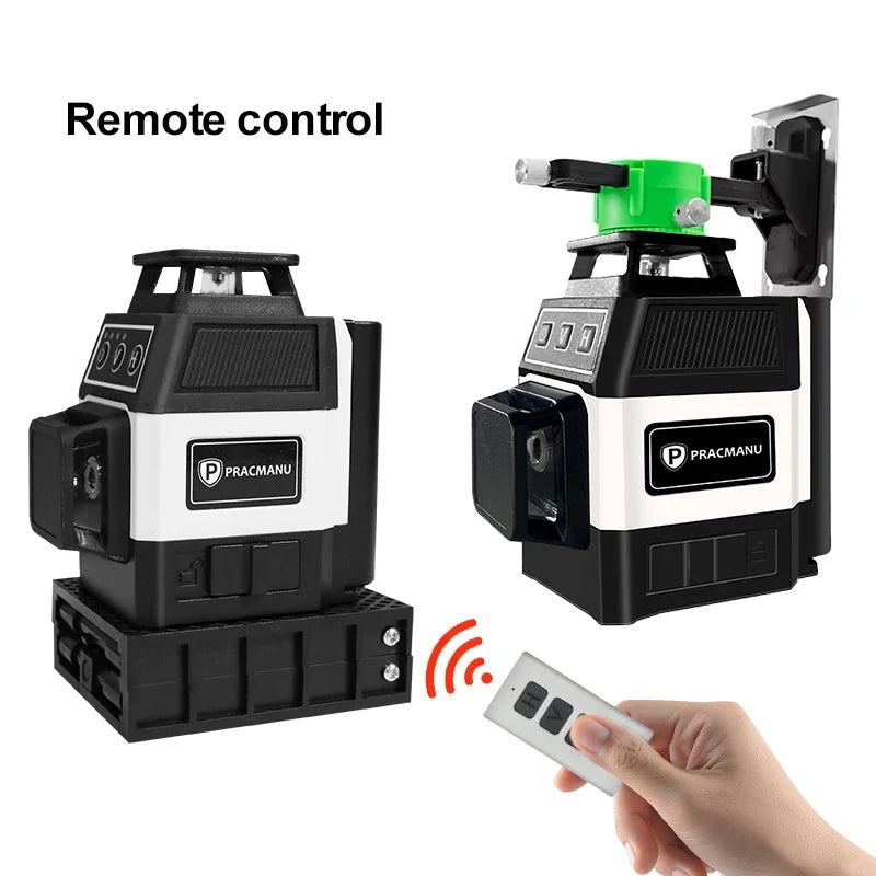 Pracmanu 12-Line 3D Green Laser Level - Self-Leveling 360° Precision Tool