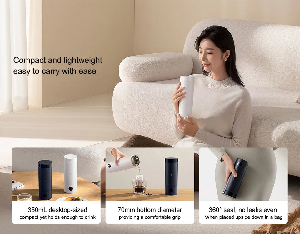 Mijia Portable Electric Kettle 2, Travel Thermos Cup, Smart Temperature 350ml