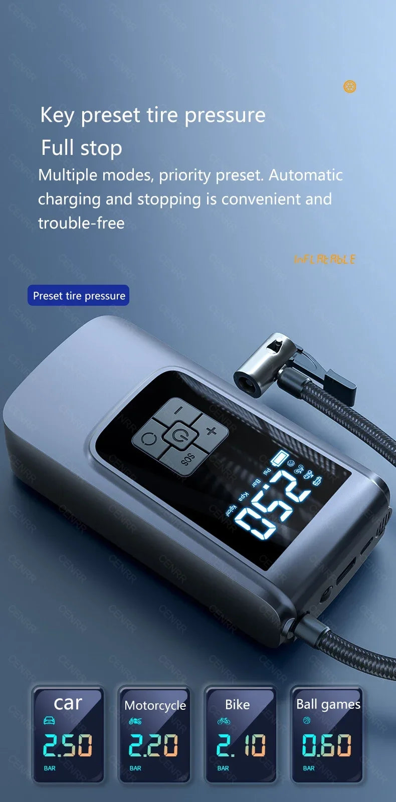 Vabena Wireless Car Tire Inflator & Portable Air Pump with LCD Display