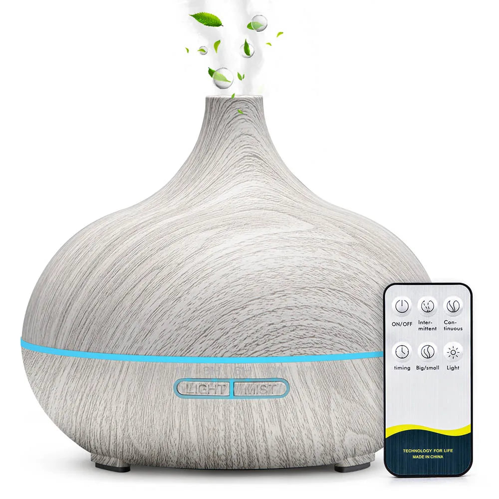 Wood Grain Aromatherapy Diffuser with Remote - Essential Oil Mist